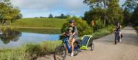 Family cycling the Northern Rivers Rail Trail