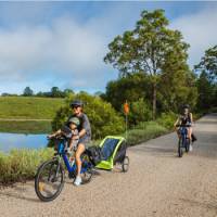 Family cycling the Northern Rivers Rail Trail