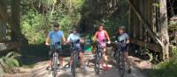 Cyclists at the end of the first stage of the Rail trail at Crabbes Creek | Kate Baker