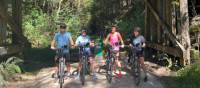 Cyclists at the end of the first stage of the Rail trail at Crabbes Creek | Kate Baker