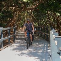 A cyclist on the Coastal Cycle Path between Pottsville and Kingscliff | Erin Wileman