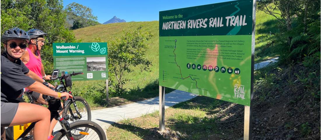 Northern Rivers rail trail with Wollumbin |  <i>Kate Baker</i>