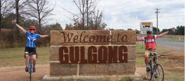 Cyclists arriving in Gulgong | Ross Baker