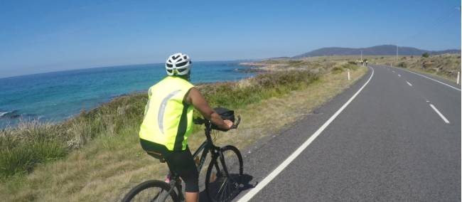 Cycling towards Bicheno on the East Coast | Brad Atwal